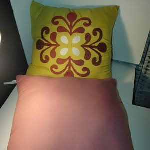 Throw Pillows 1 Solid 1 Gold with Design Chic
